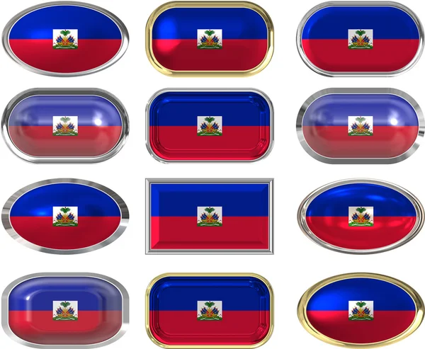 Doce botones de la bandera de Haití — Foto de Stock