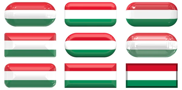 Szklane przyciski flagę Węgier — Zdjęcie stockowe