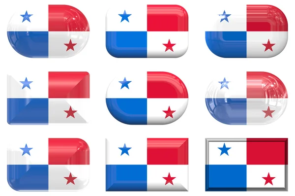 Dziewięć przycisków ze szkła flagi Panamy — Zdjęcie stockowe