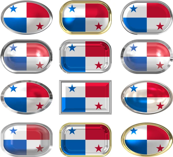 Doze botões da Bandeira do Panamá — Fotografia de Stock