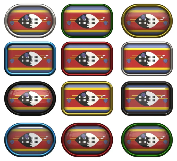 Doce botones de la bandera de Suazilandia — Foto de Stock