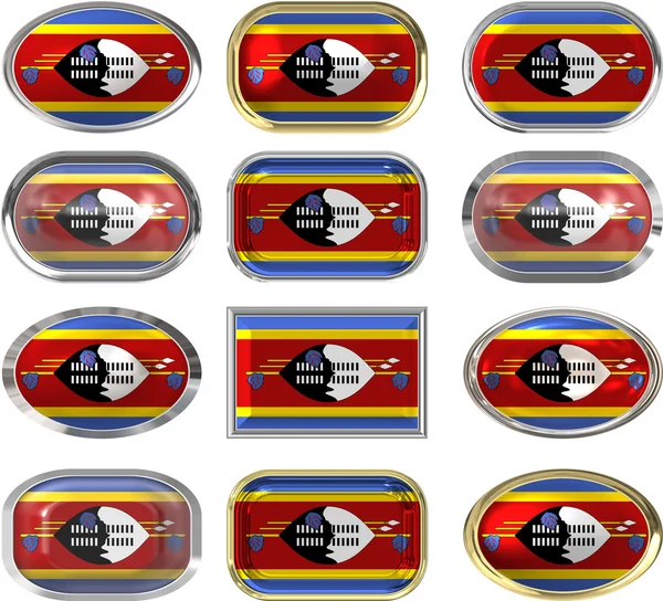 Дванадцять кнопки прапор Свазіленду — стокове фото