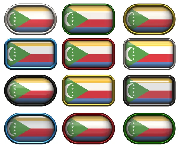 Кнопки флага Коморских островов — стоковое фото