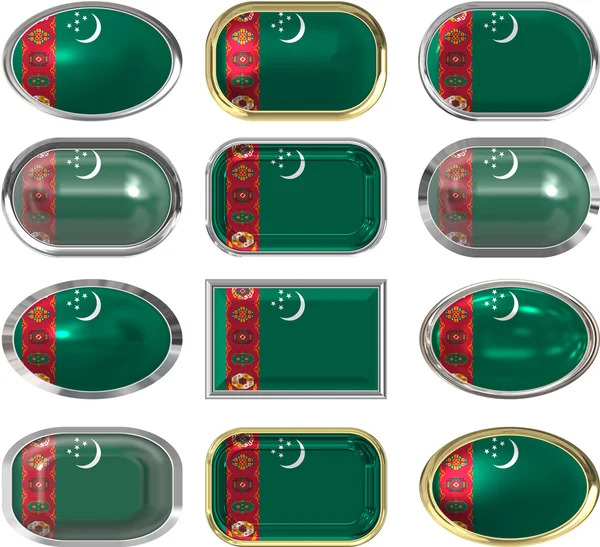 Buttons of the Flag of Turkmenistan — Stock Photo, Image