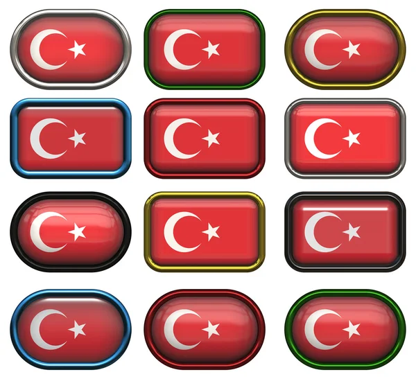 12 butoane ale drapelului Turciei — Fotografie, imagine de stoc