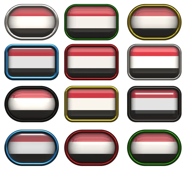 Twelve buttons of the Flag of Yemen — стокове фото