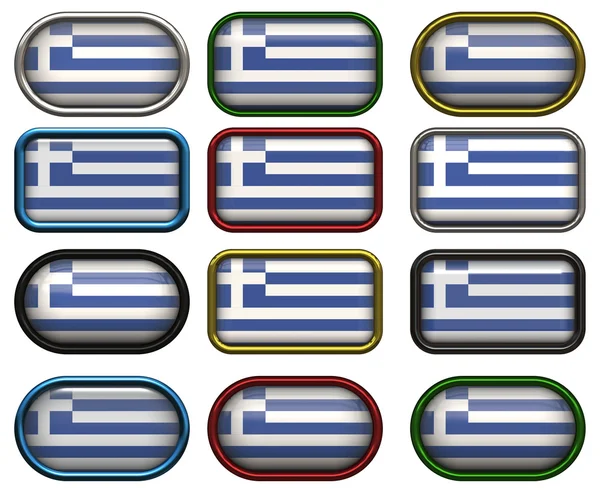 Zwölf Knöpfe der griechischen Flagge — Stockfoto