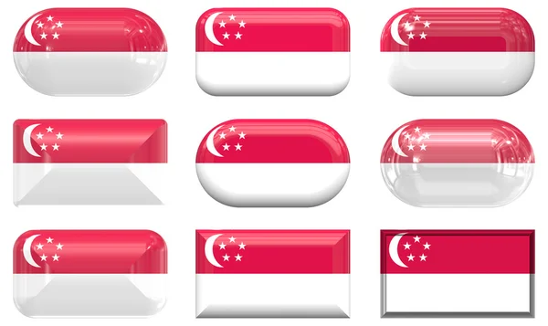 Tlačítka Singapurská vlajka — Stock fotografie
