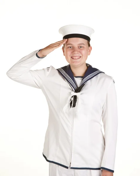Jovem marinheiro saudação — Fotografia de Stock