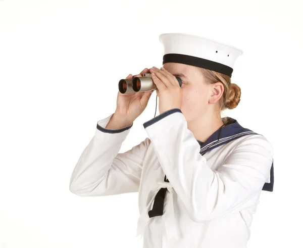 Navy seaman with binoculars — Stock Photo, Image