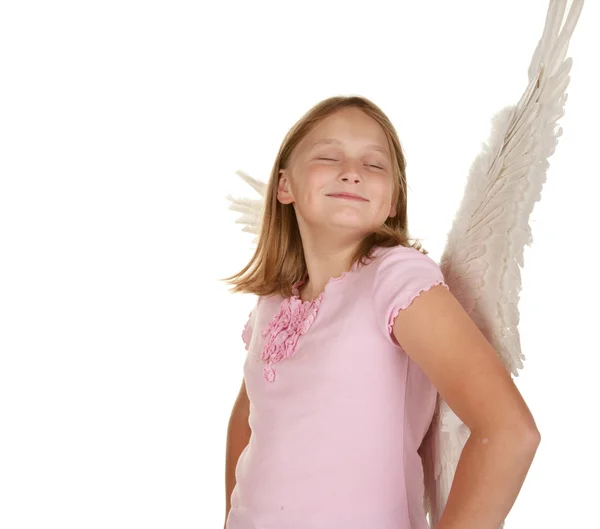 Smug angel fairy girl with wings — Stock Photo, Image