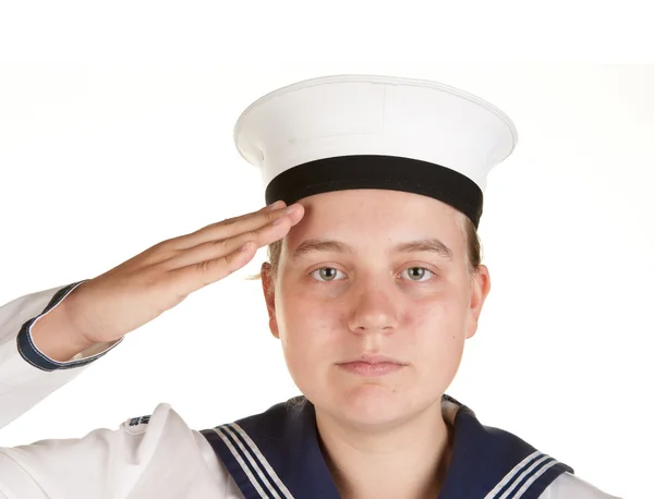 Młody marynarz, pozdrawiając — Zdjęcie stockowe