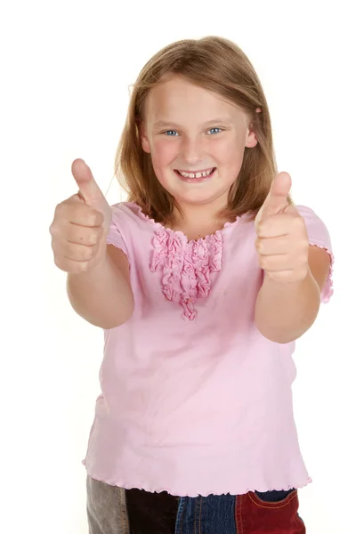 Young girl thumbs up — Stock Photo, Image