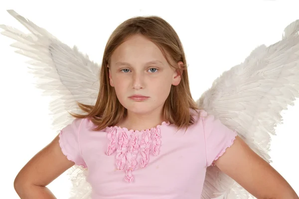 Angry little fairy angel girl — Stock Photo, Image
