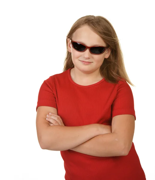 Ung flicka bär solglasögon — Stockfoto