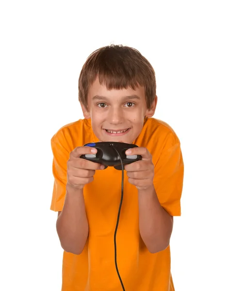 男孩玩电子游戏 — 图库照片