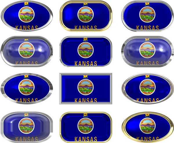 Douze boutons du Drapeau du Kansas — Photo