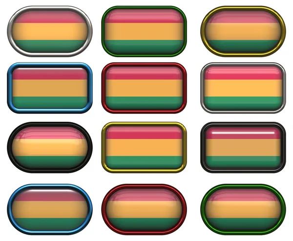 Dodici pulsanti della bandiera della Bolivia — Foto Stock