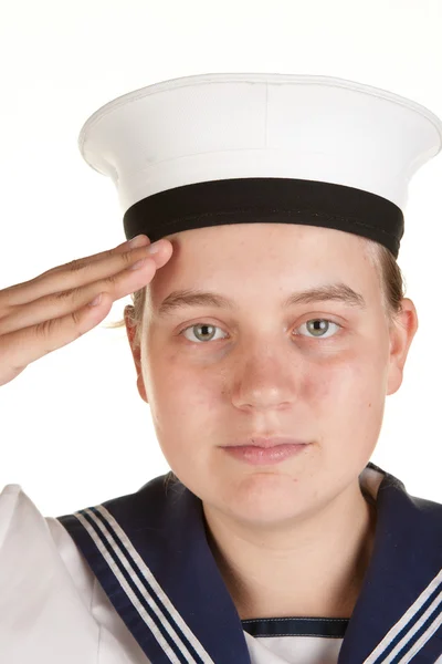 Sailor saluting isolated white — Stock Photo, Image