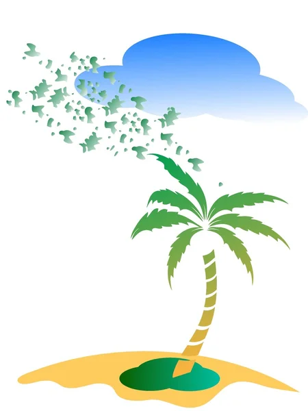 Palmier sur l'île dans l'océan — Image vectorielle