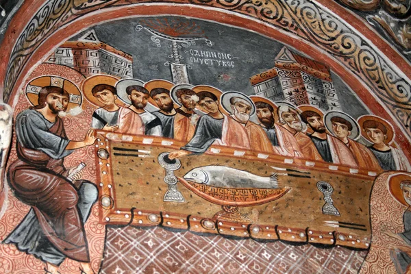 Fresk w kościele ciemny — Zdjęcie stockowe