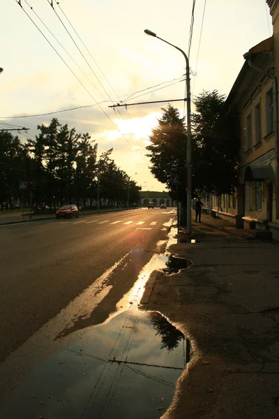 Sunset puddle — Stock Photo, Image