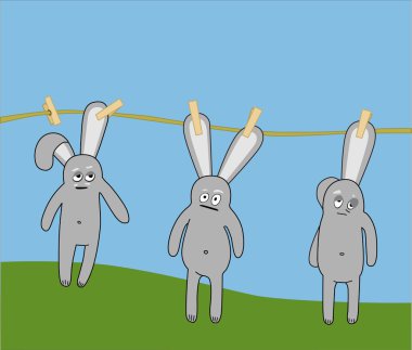 Three rabbits upon the line clipart