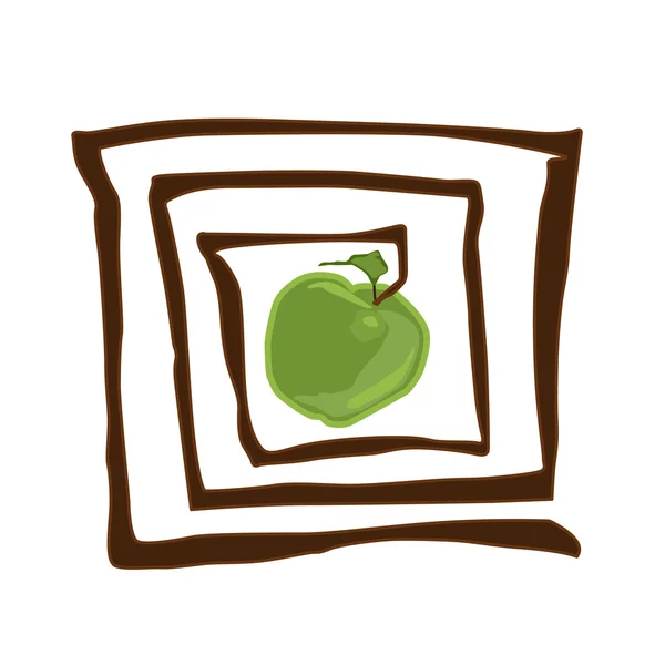 Manzana dentro del laberinto — Vector de stock
