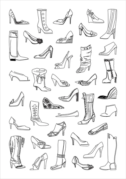 En hel del skor — Stock vektor