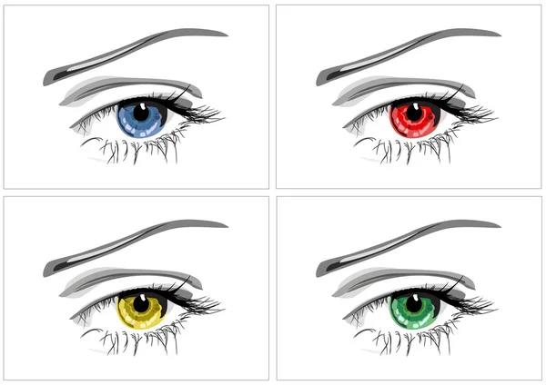 Quatro olhos coloridos — Vetor de Stock