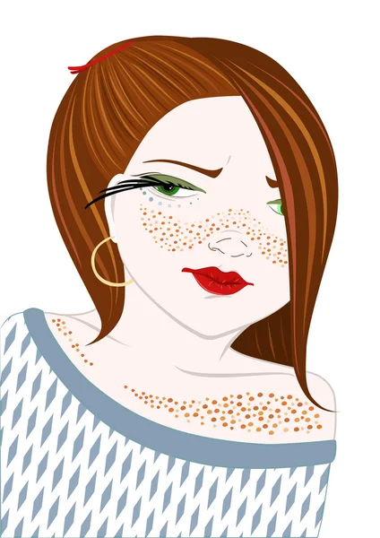 Girl with freckles — Stock Vector