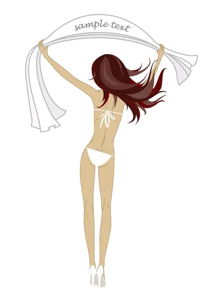 Vector girl with towel in white — Stock Vector