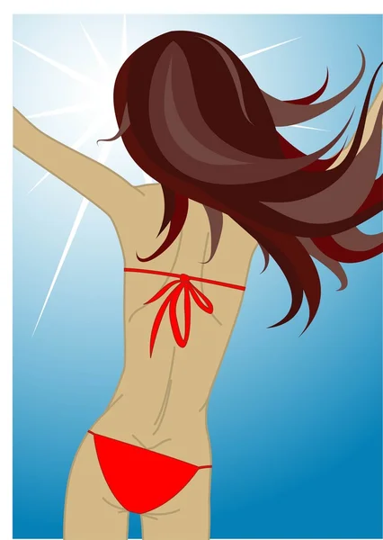 stock vector Vector pretty girl in red bikini