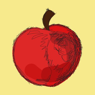 Vector sketch of red apple clipart