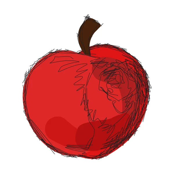 Esboço vetorial de maçã vermelha — Vetor de Stock