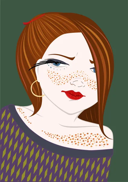 Girl with freckles — Stock Vector