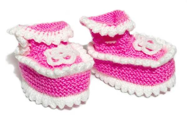 Kids knit baby's bootees — Stock Photo, Image