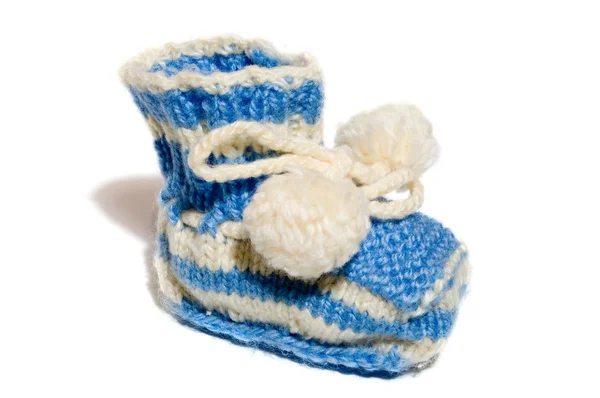Kids knit baby's bootees — Stock Photo, Image