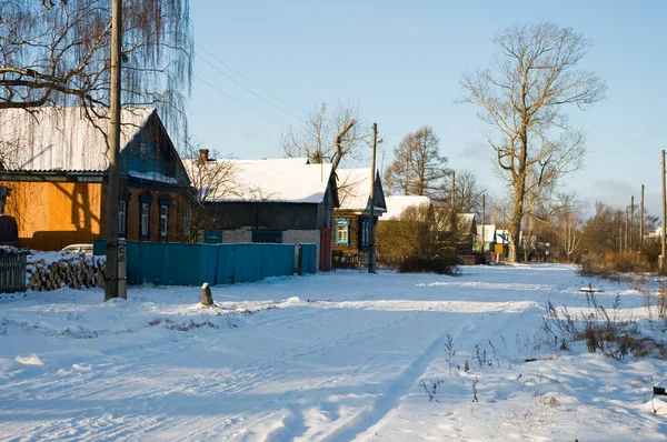 Kışın köy sokağı — Stok fotoğraf
