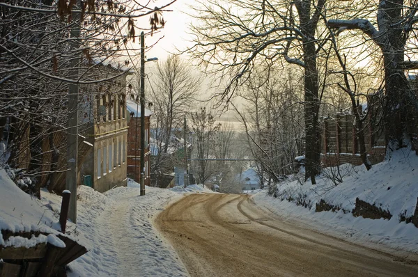 Karla kaplı sokakları — Stok fotoğraf