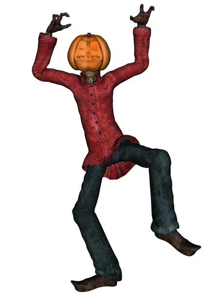 Homem de Halloween com cabeça de abóbora — Fotografia de Stock