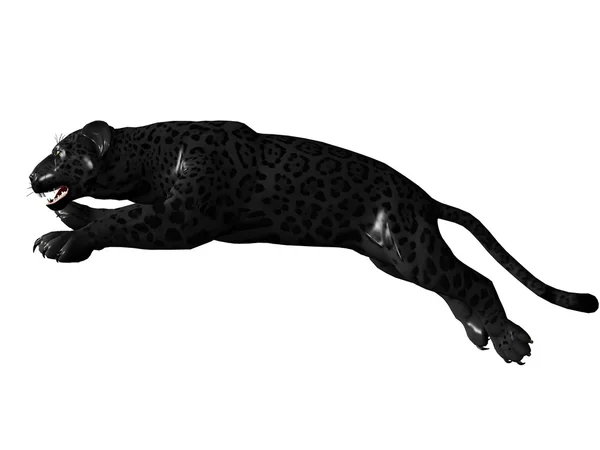 Прыгающая чёрная пантера — стоковое фото