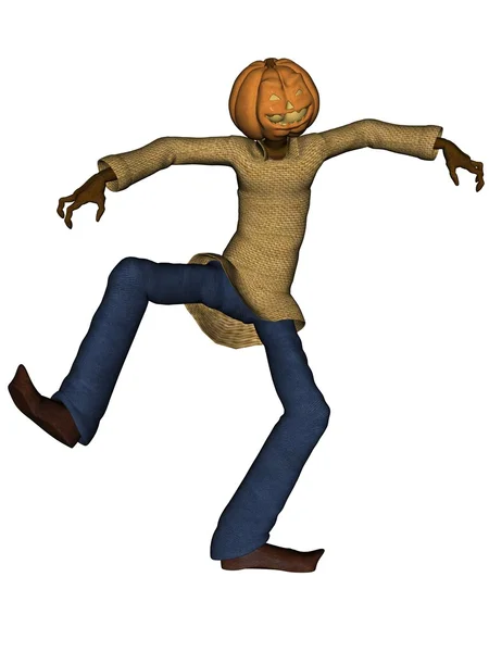 Homem de Halloween com cabeça de abóbora — Fotografia de Stock