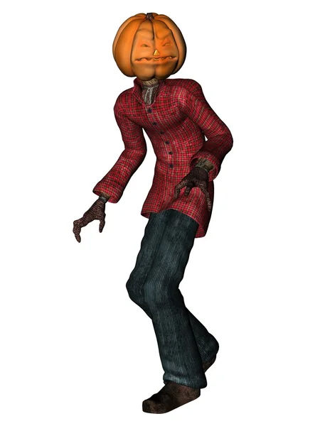 Halloween man with pumpkin head — Stock Photo, Image