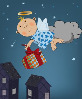 Angel with gifts clipart