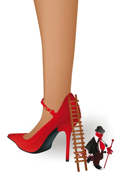 Жіноча нога в червоному черевику — стоковий вектор