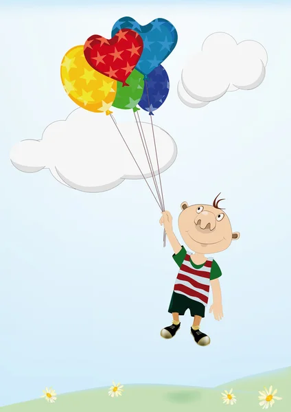 Le garçon avec des boules de couleur — Image vectorielle