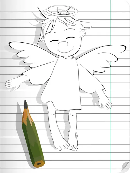Der gezeichnete Engel — Stockvektor