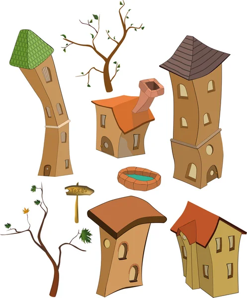 Conjunto de pequenas casas — Vetor de Stock