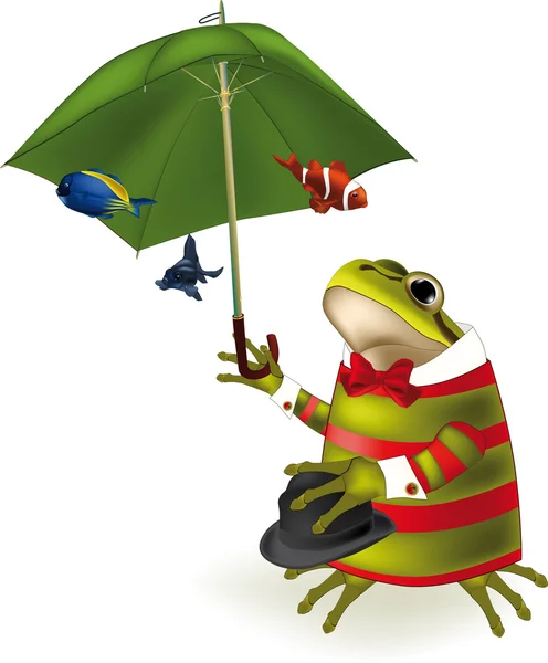 Βάτραχος ο κλόουν μια ομπρέλα — Διανυσματικό Αρχείο